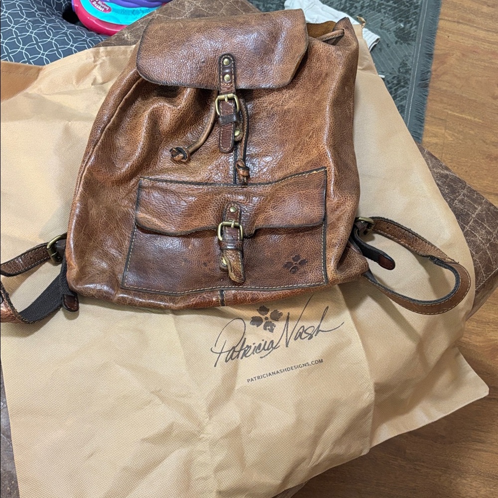 Patricia Nash Vintage Brown Leather Backpack